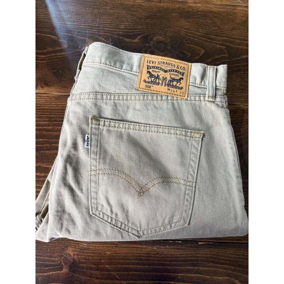 Levi's 508 Regular Tapered Fit Men's Pants W36 L30 Khaki Tan Jeans - Picture 1 of 9